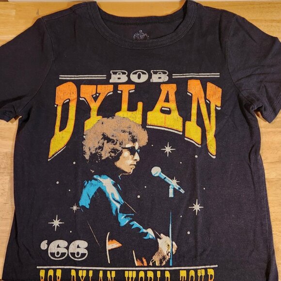 Bob Dylan World Tour 1966 Graphic Tee-Shirt Crew Neck Short Sleeve Black Unisex - Picture 2 of 10